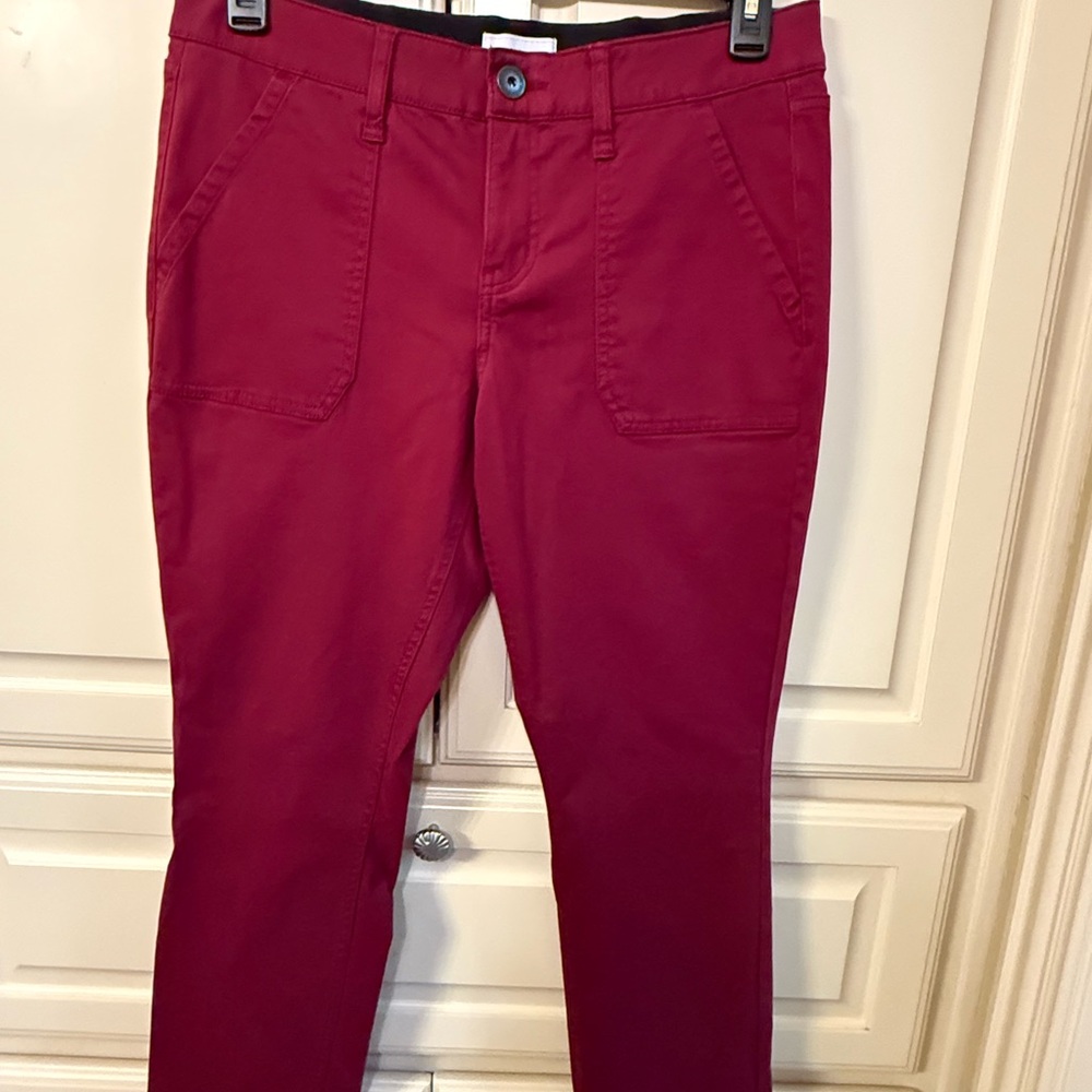 Liz Claiborne Women's Audra burgundy stretch straight leg trousers.